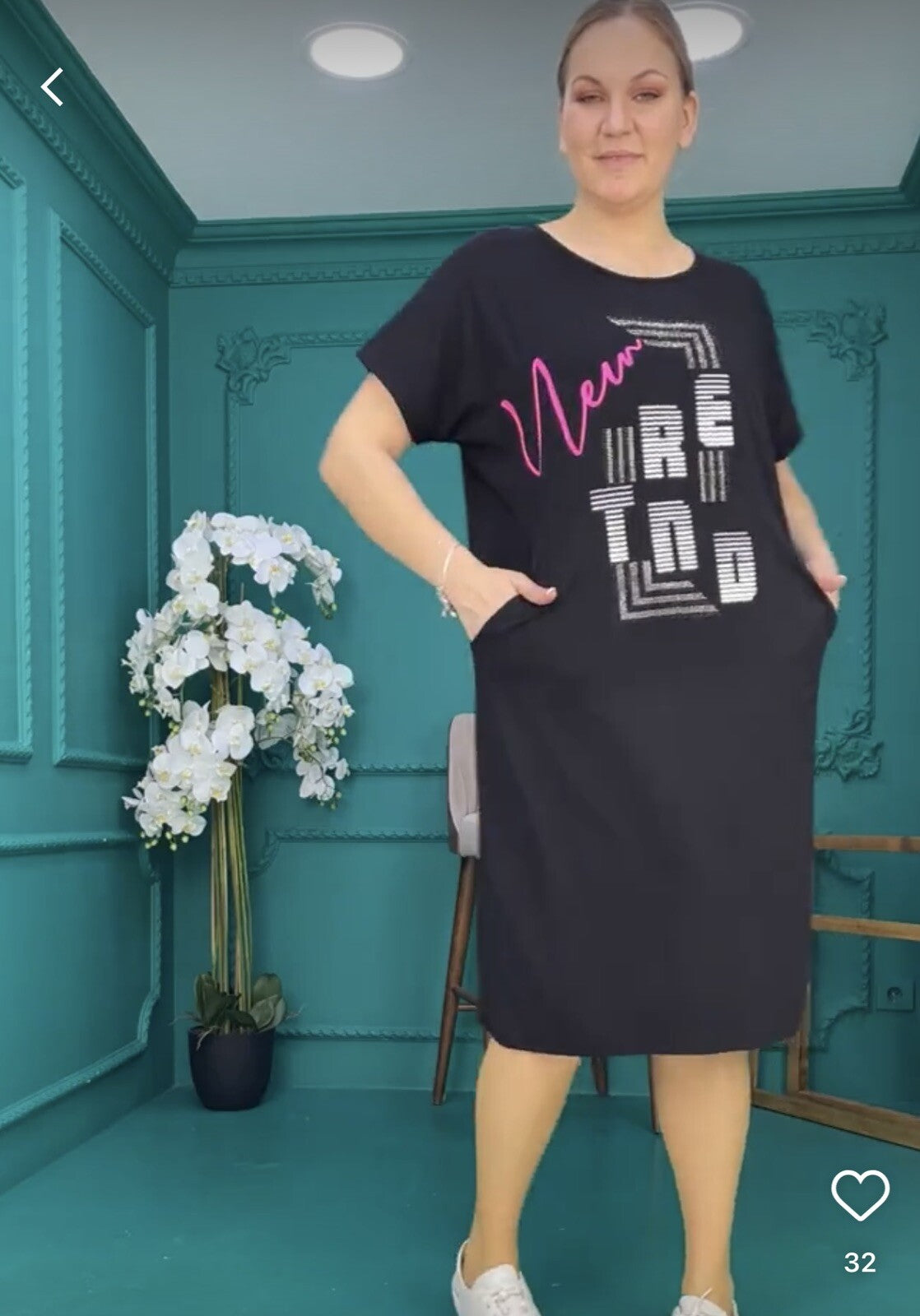 Darkwin Black Trend Dress Sz 20/3 Made In Turkey Graphic Casual