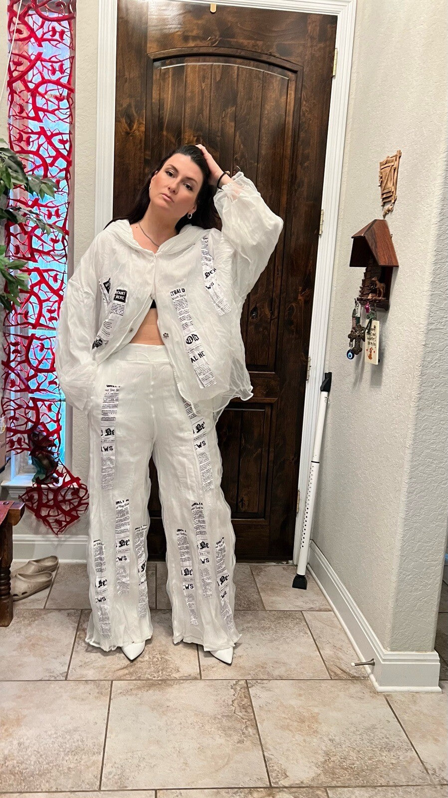 H4 Off White Oversized Jacket, Sz 20/40. Made In Turkey