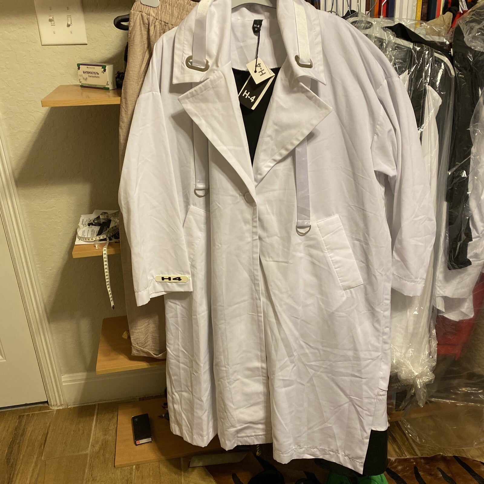 H4 Oversize Jacket Coat Sz 16/38 White Modern Streetwear Made in Turkey