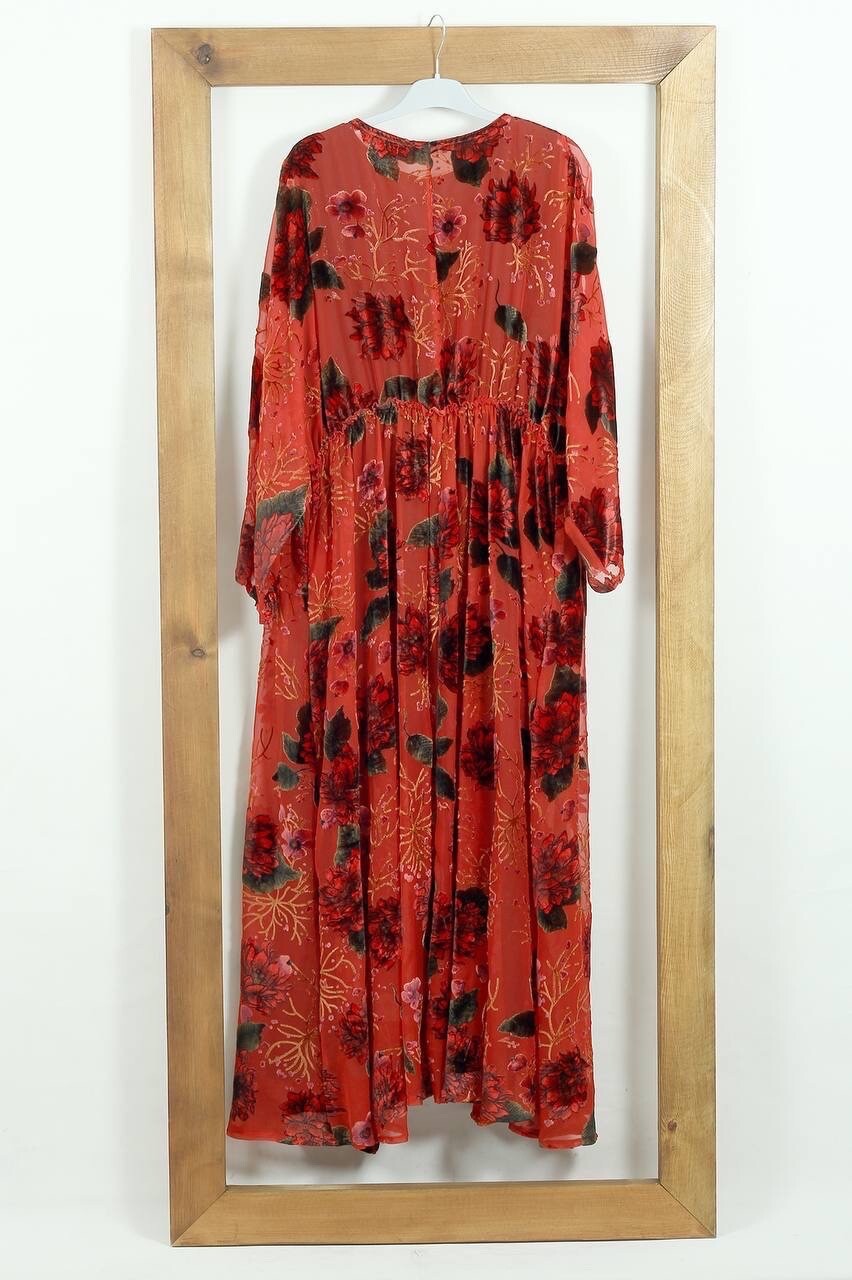Darkwin 2 Pc Floral Duster & Slip Dress Set Sz 18/1 Made in Turkey
