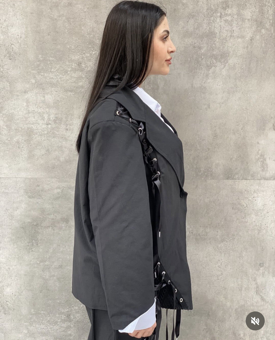 H4 Oversized Blazer Jacket, Lace-Up Statement Style, Sz 8-10/36 Turkey