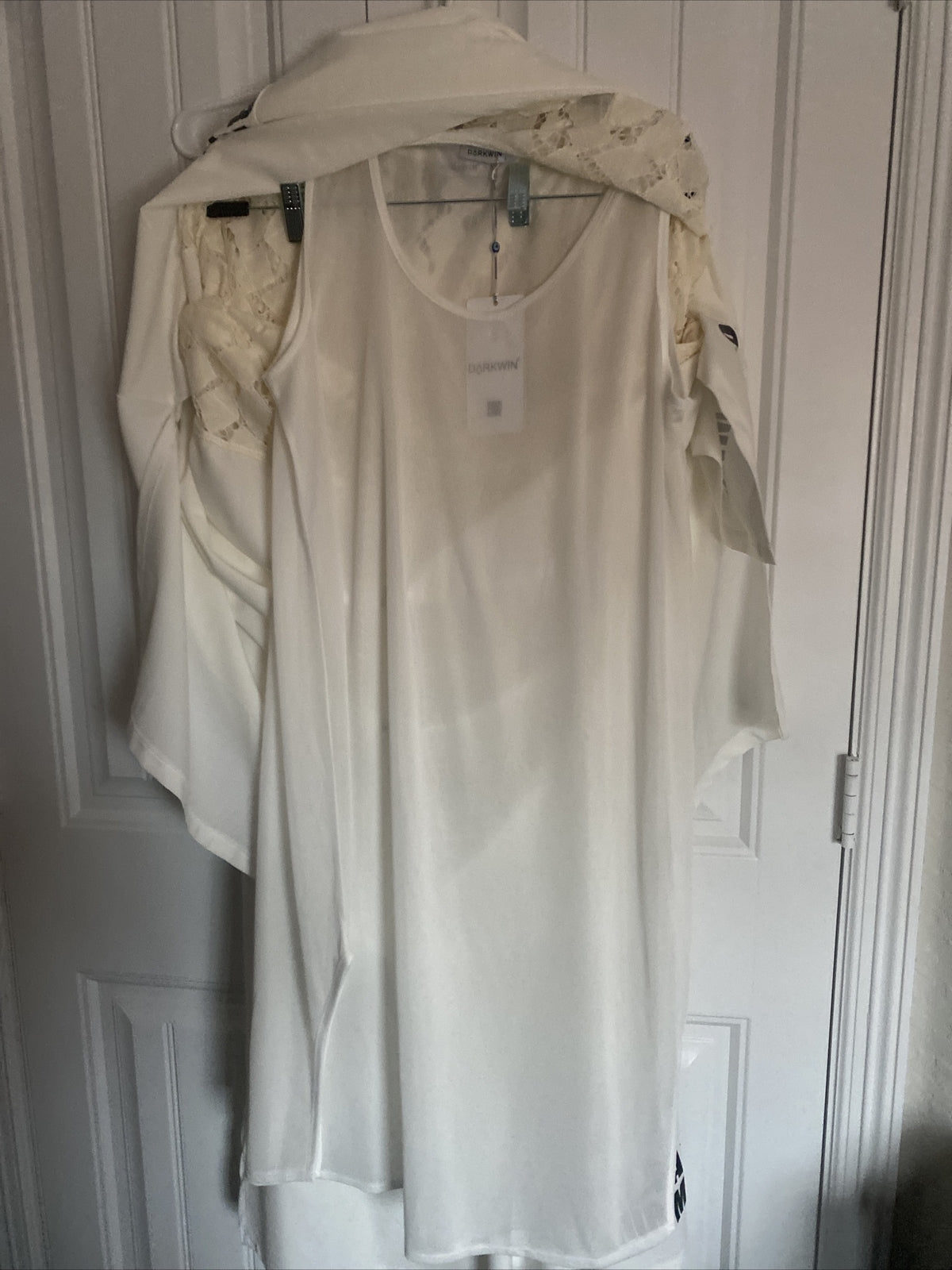 Darkwin White Lace Oversize Dress 20/1 Layered Elegant Made In Turkey