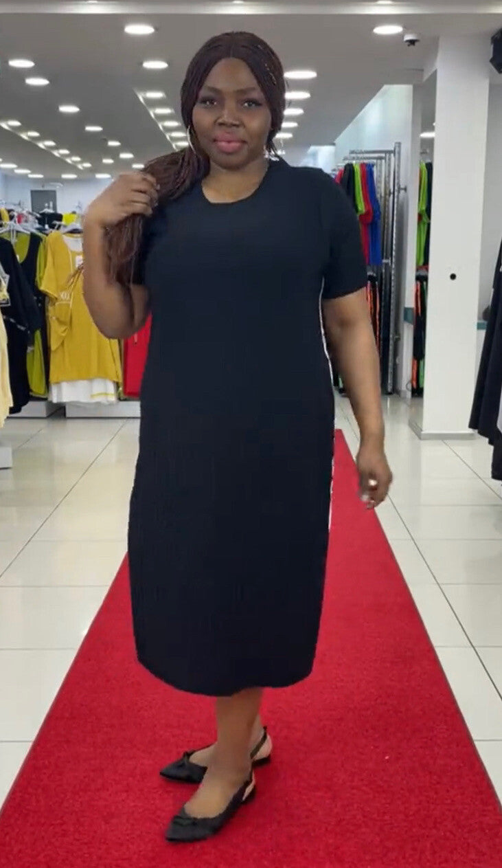 Darkwin Sport Chic Black Dress Sz 2XL Made In Turkey Casual Midi