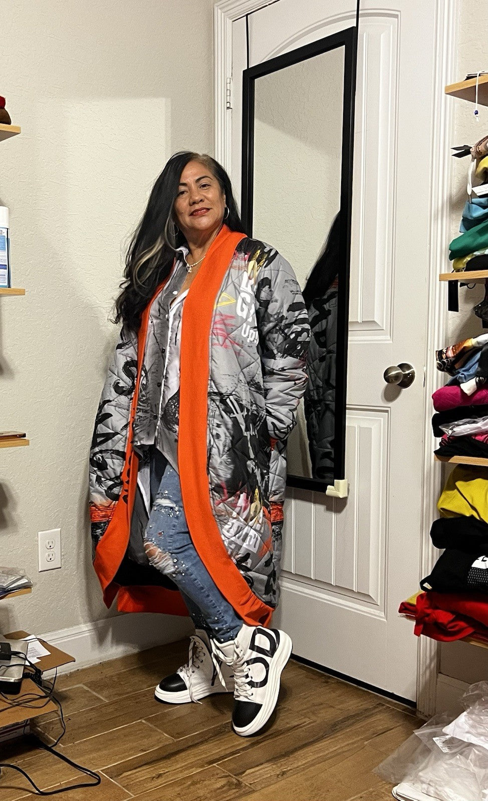 Edgy Punk Queen Coat XL Quilted Streetwear Made in Turkey