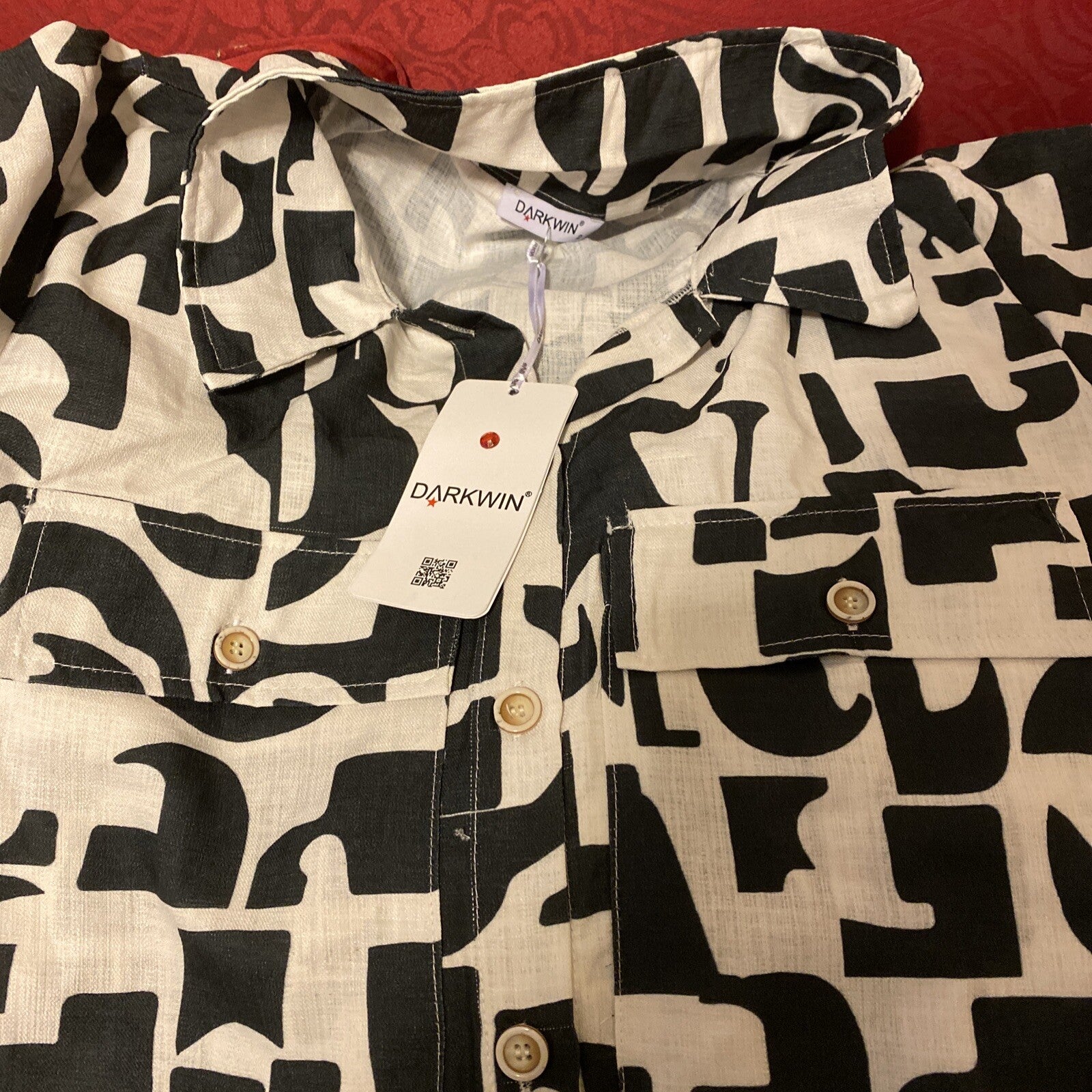Darkwin Abstract Print Oversized Dress Sz 20/2 Made In Turkey
