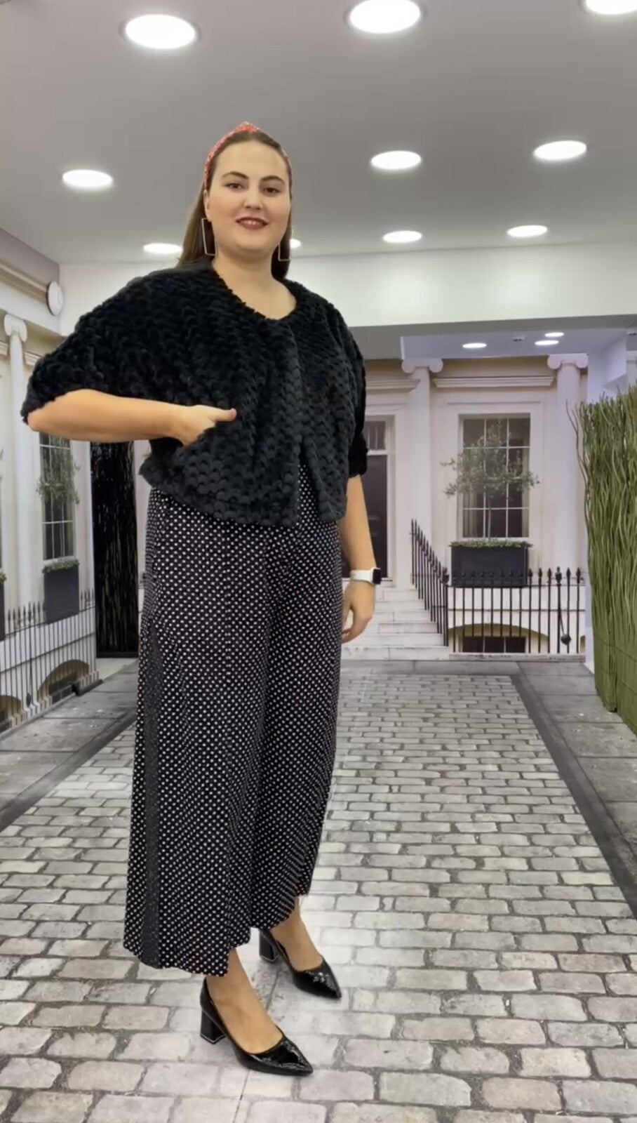 Darkwin Wide Leg Polka Dot Pants Sz 18, Made In Turkey