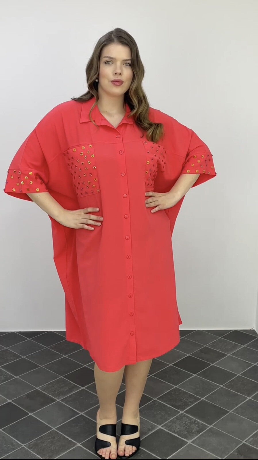 Darkwin Coral Oversized Dress Sz 24/1 Made in Turkey