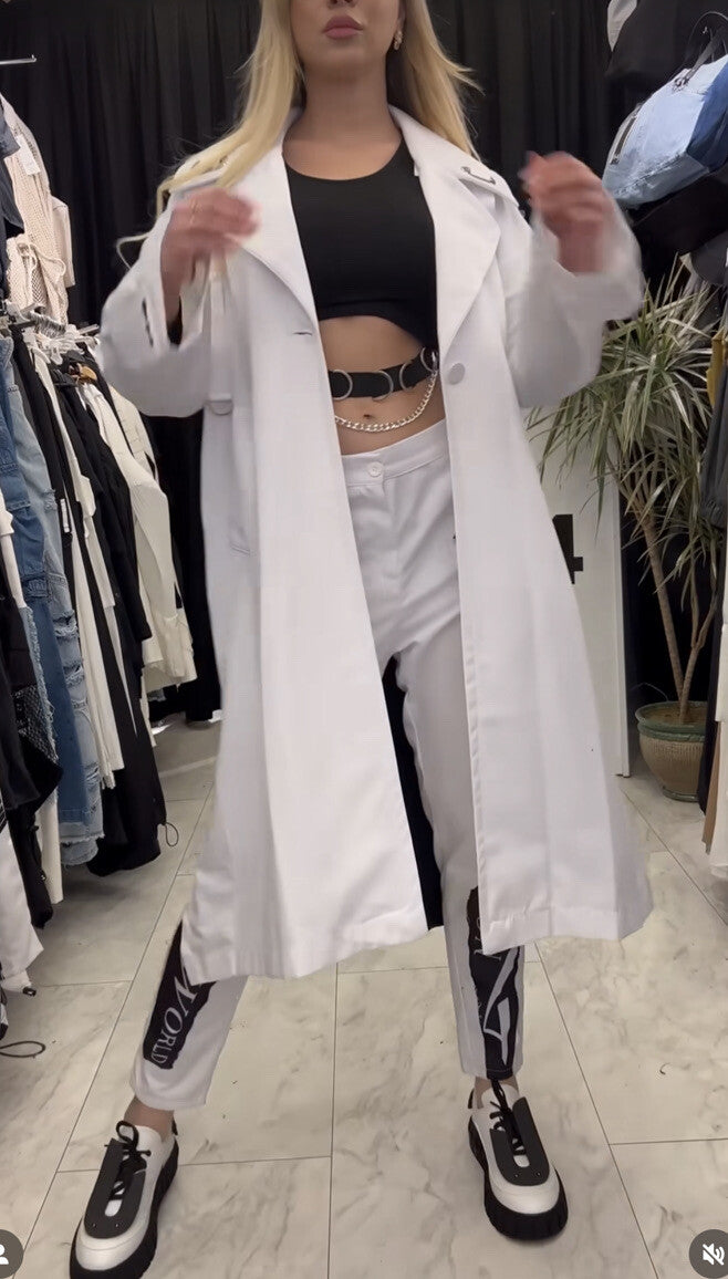H4 Oversize Jacket Coat Sz 16/38 White Modern Streetwear Made in Turkey