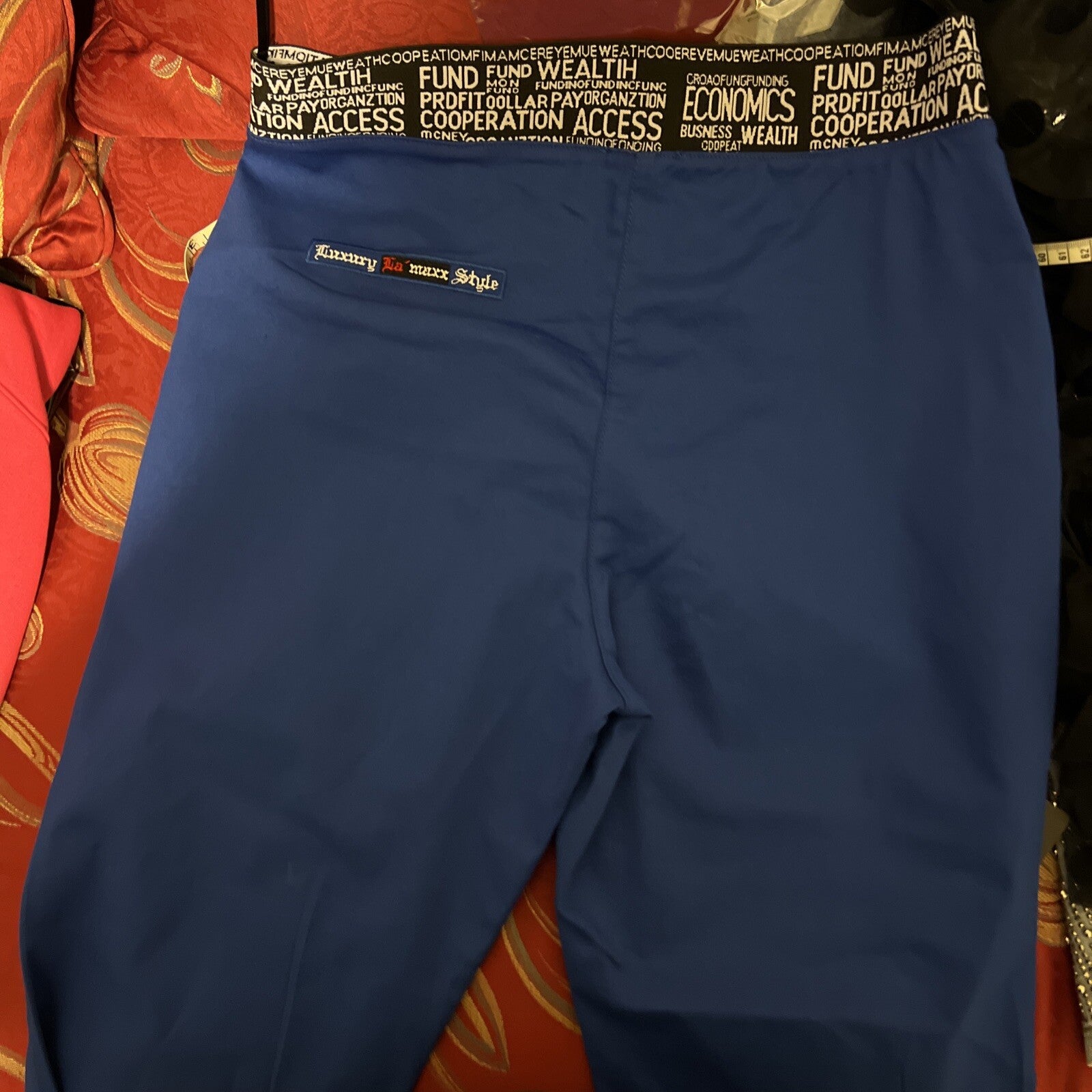 Lamaxx Royal Blue Capri Pants Sz 10/44 Stretch Print Detail Made In Turkey