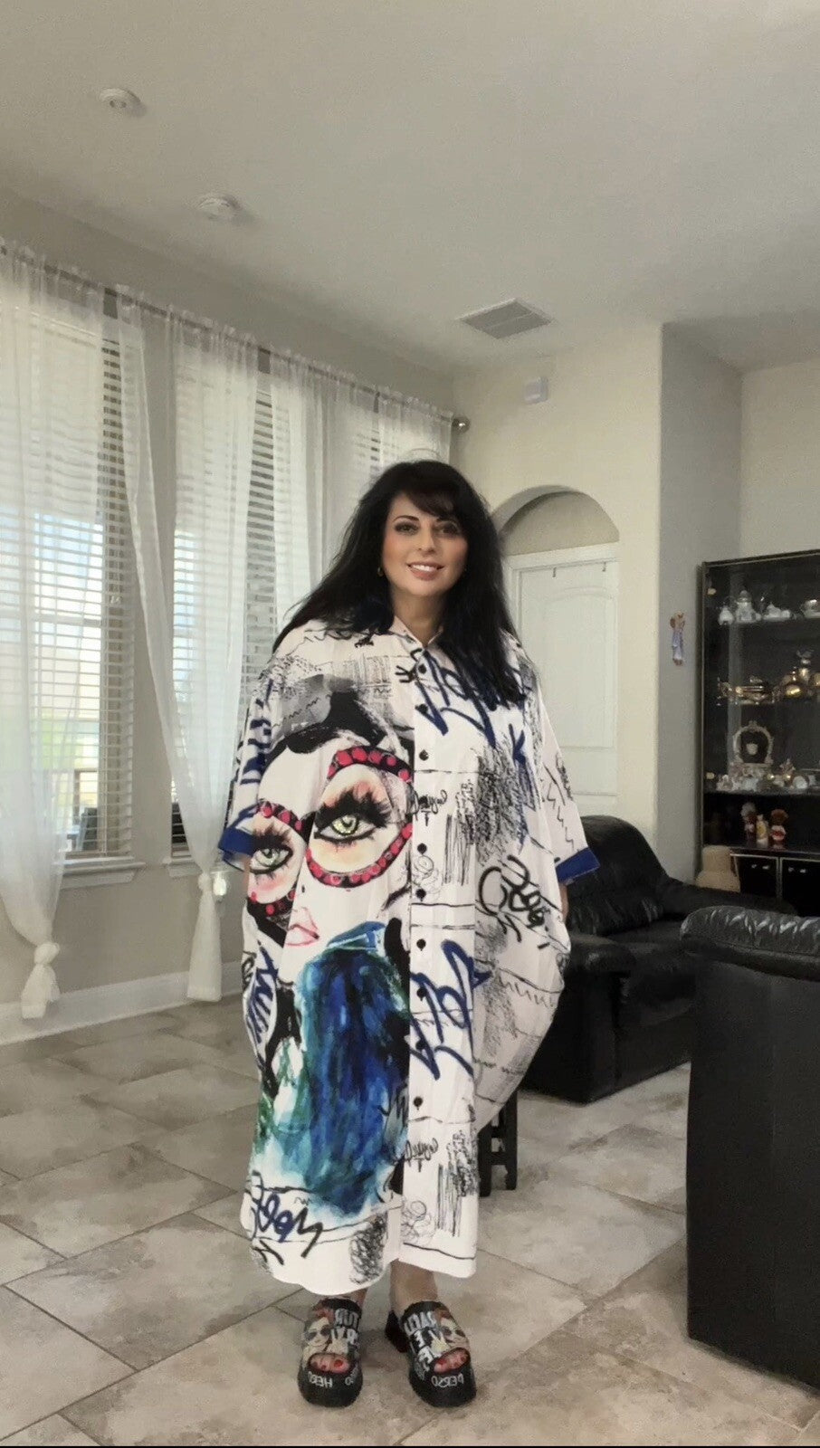 SALE!!!! Beside Fashion Oversized Graffiti Art Dress Sz 2/26 Made in Turkey