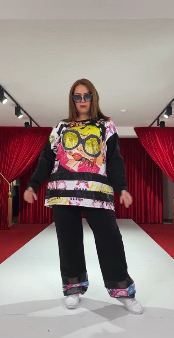 LaVelina Pop Art 2 Pcs Leisure Suit Sz 24/56, Made In Turkey