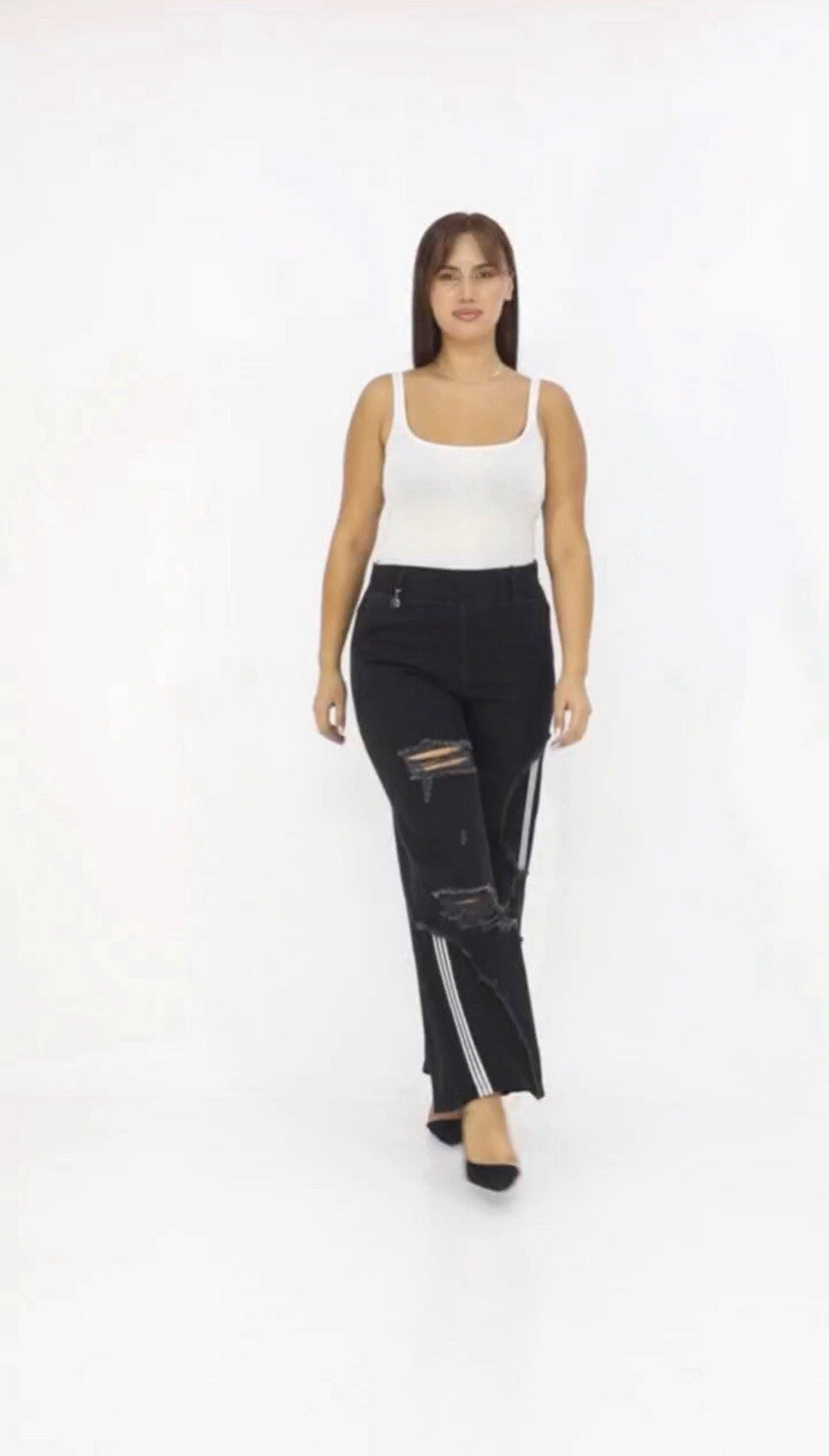 Zanessi Distressed Wide-Leg Jeans Sz 22/56, Made In Turkey