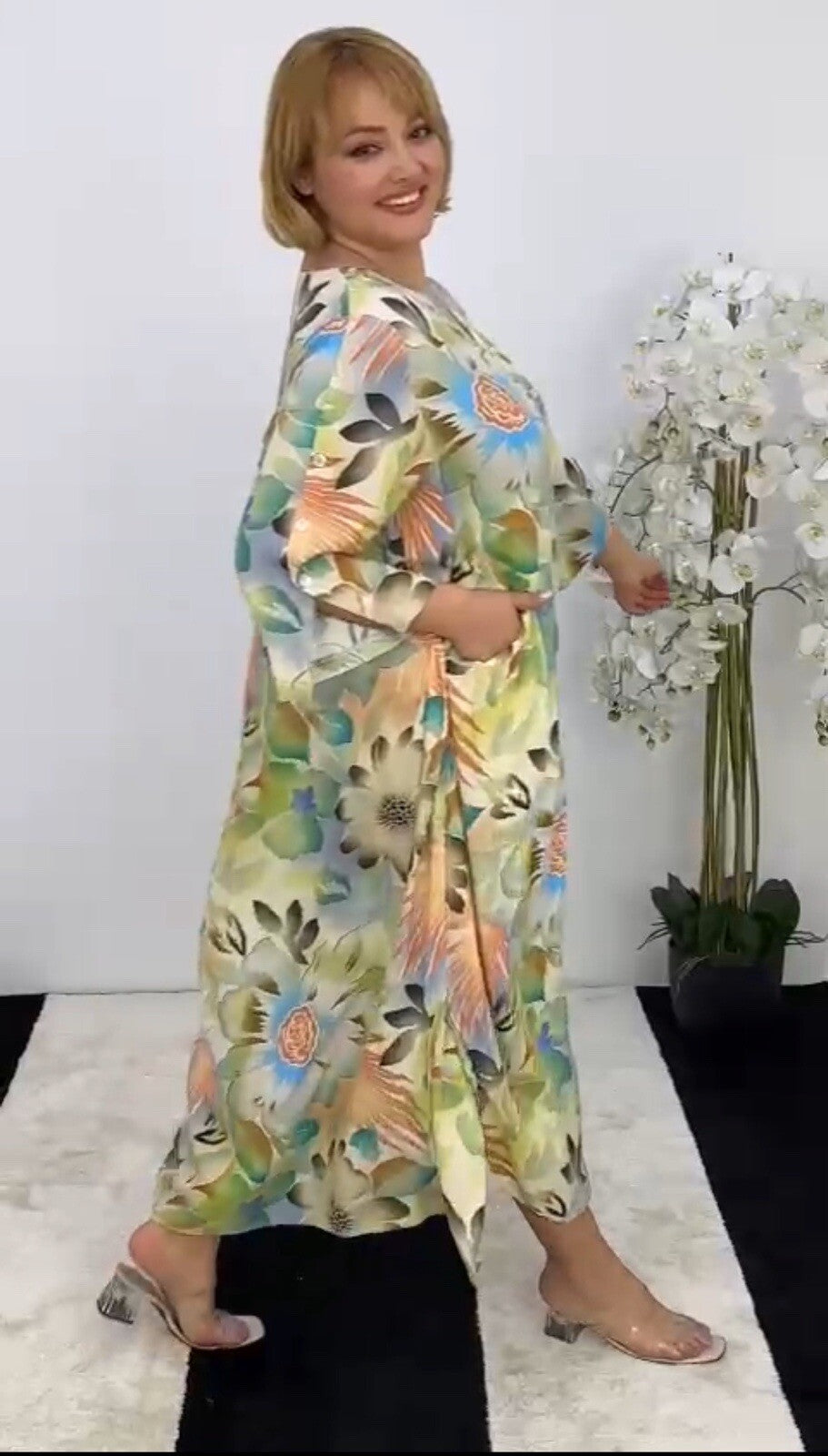 Darkwin Colorful Boho Floral Dress Sz 24/2 Made in Turkey