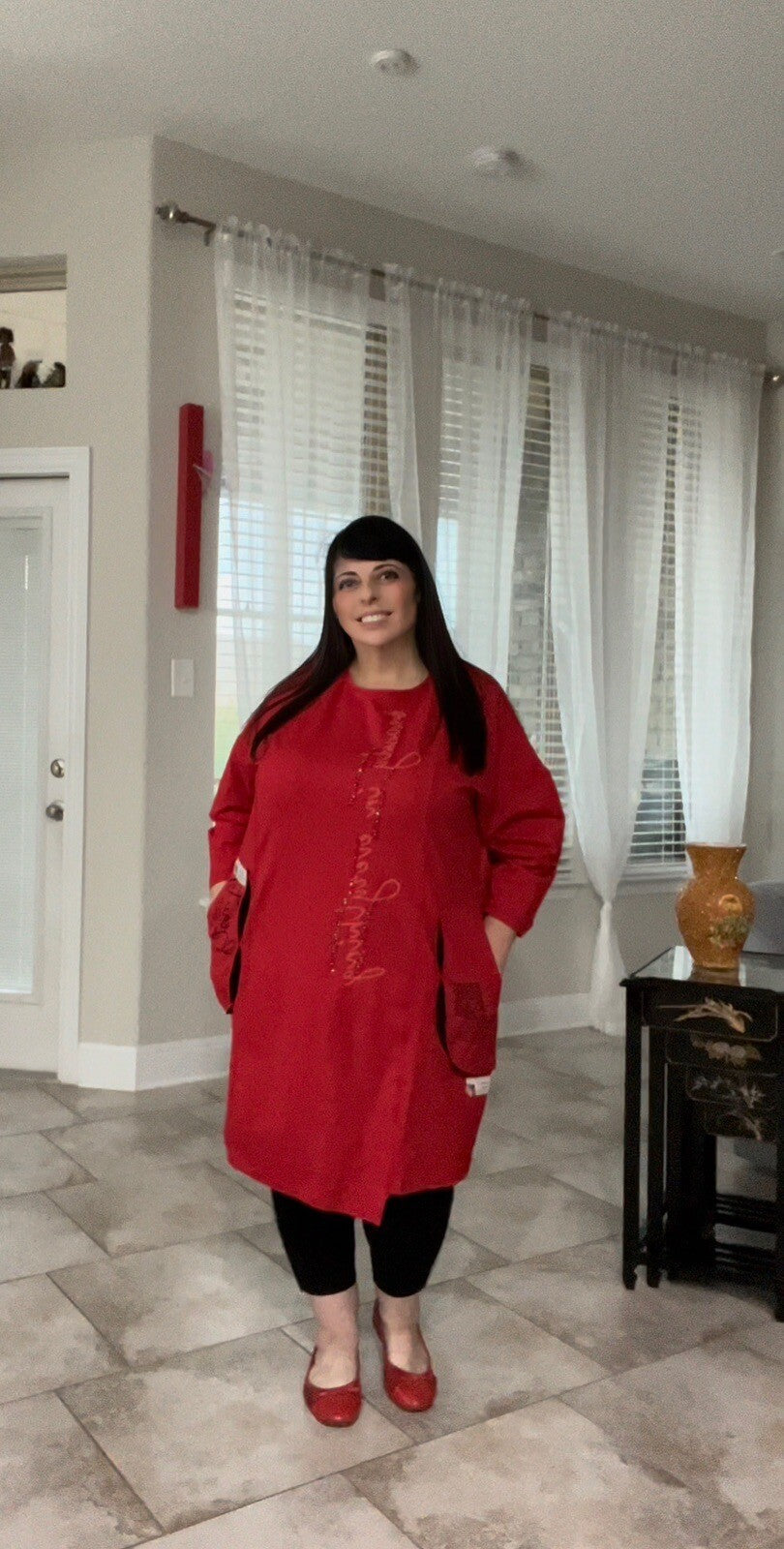 LaMaxx Red Oversize Tunic Dress Sz 20/48 Made In Turkey