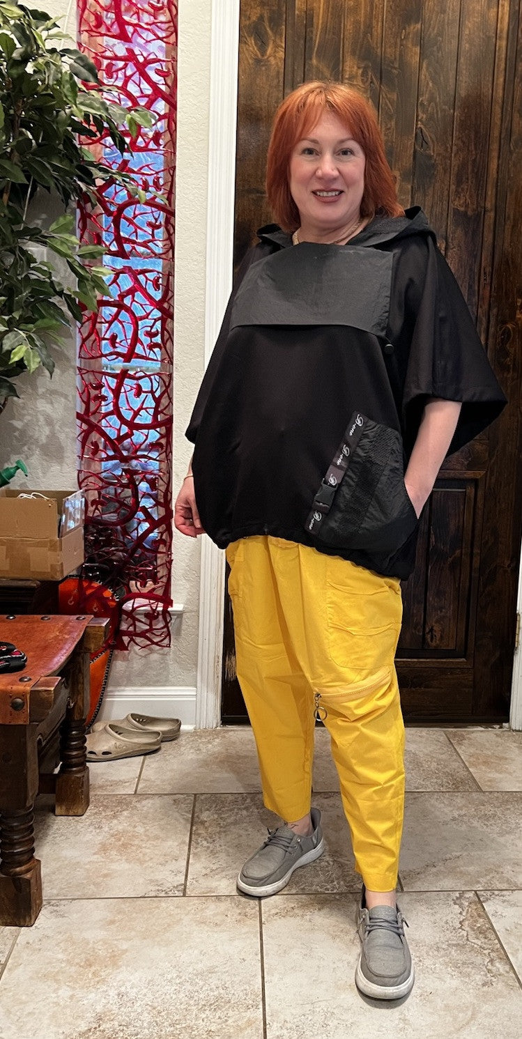 B-One Yellow Harem Pants Sz 16/46 Oversized Drop Crotch Made in Turkey