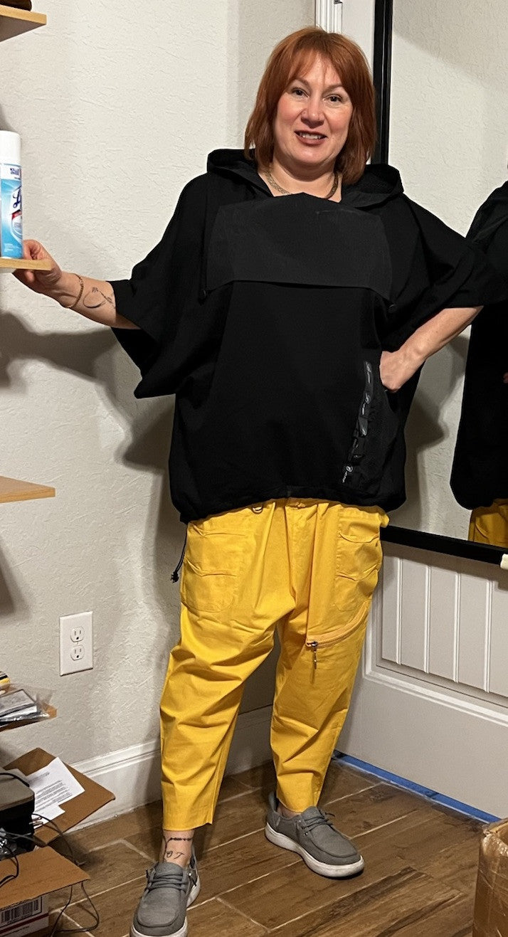 B-One Yellow Harem Pants Sz 16/46 Oversized Drop Crotch Made in Turkey