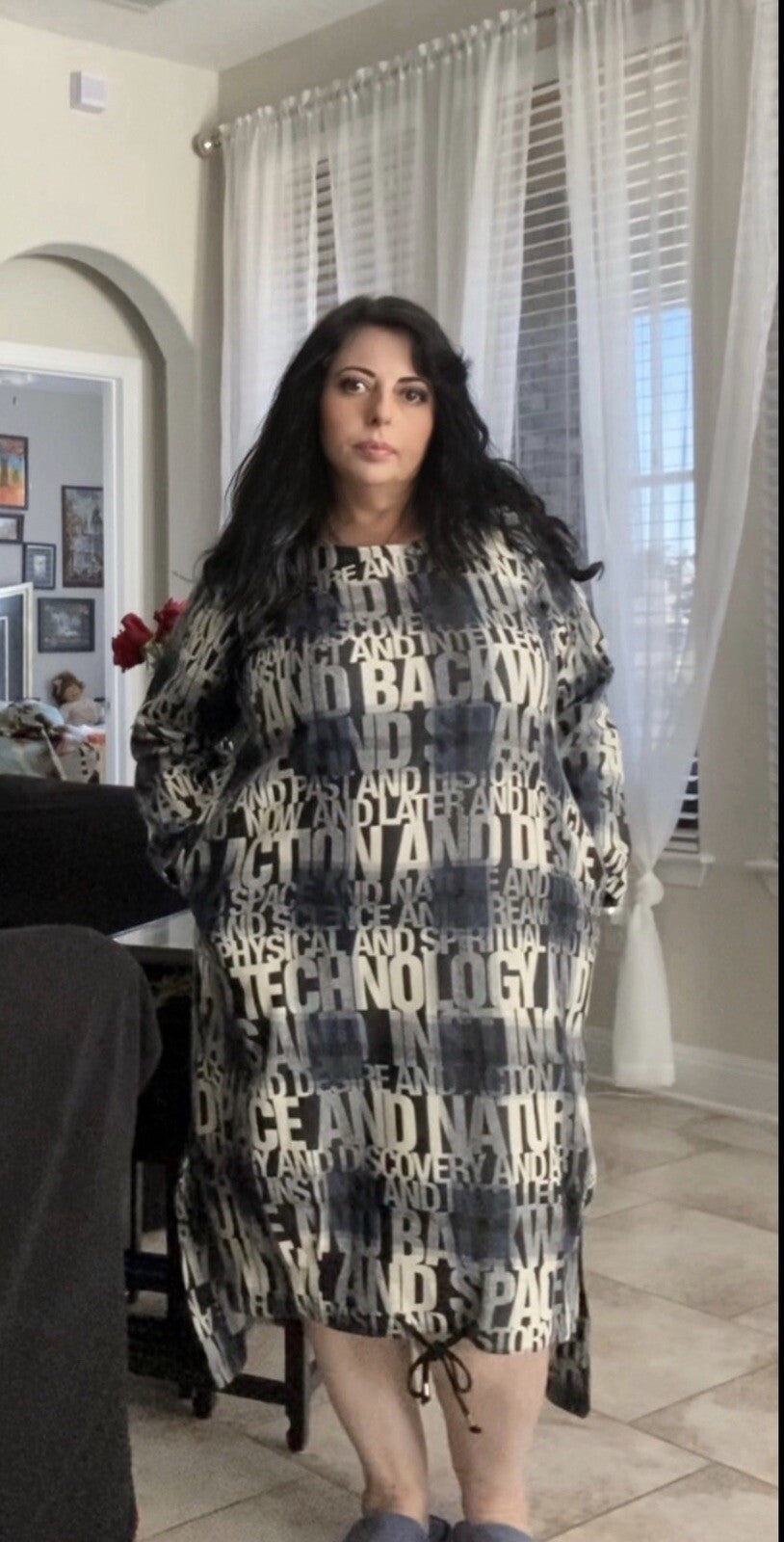 ✨ Darkwin Graphic Letter Print Tunic Dress Sz 20/2 Made In Turkey