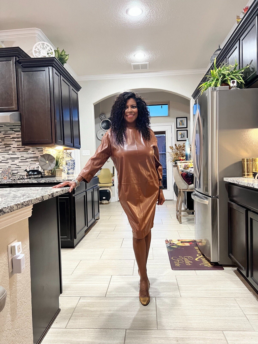 Verda Chic Eco Leather Dress Sz 10/44 | Made In Turkey Modern Style