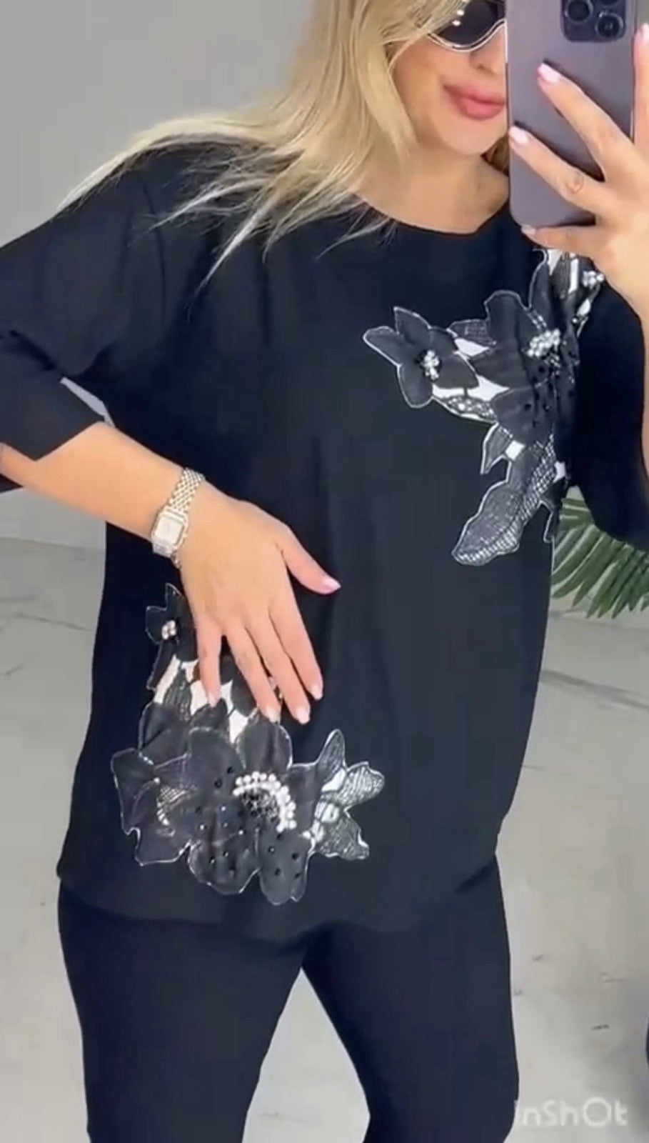 LaVelina Floral Embellished Top – Size 16/44 – Made in Turkey