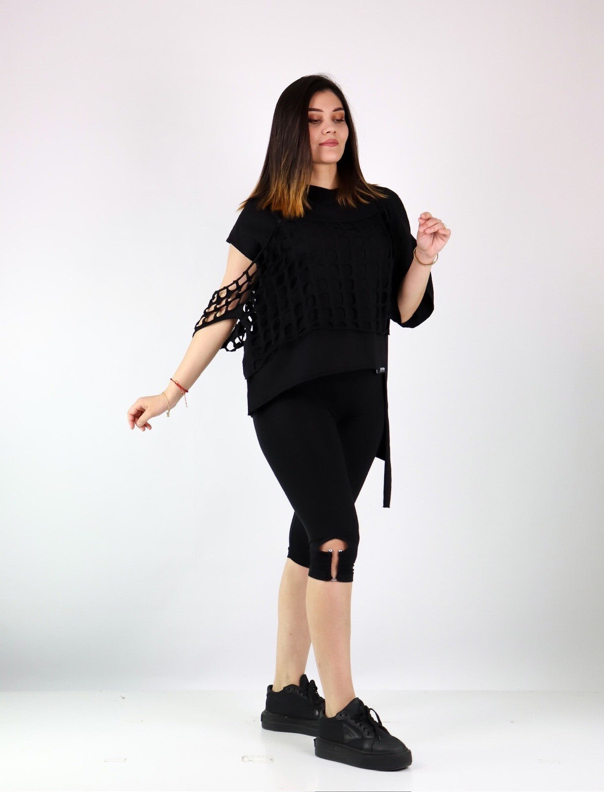 Bukezy Black Cutout Asymmetrical Top Sz L Made In Turkey