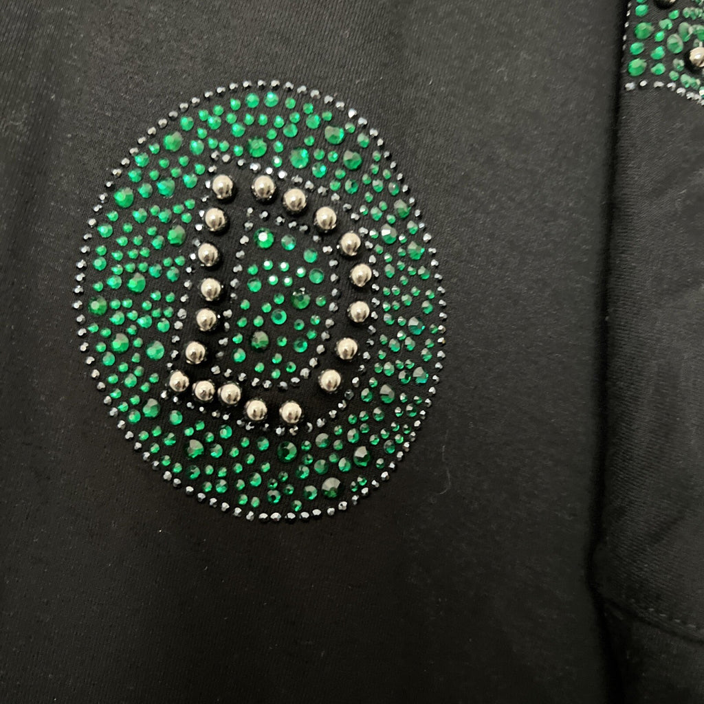 Darkwin Black Rhinestone Shoulder Top Sz 18/3 Made In Turkey