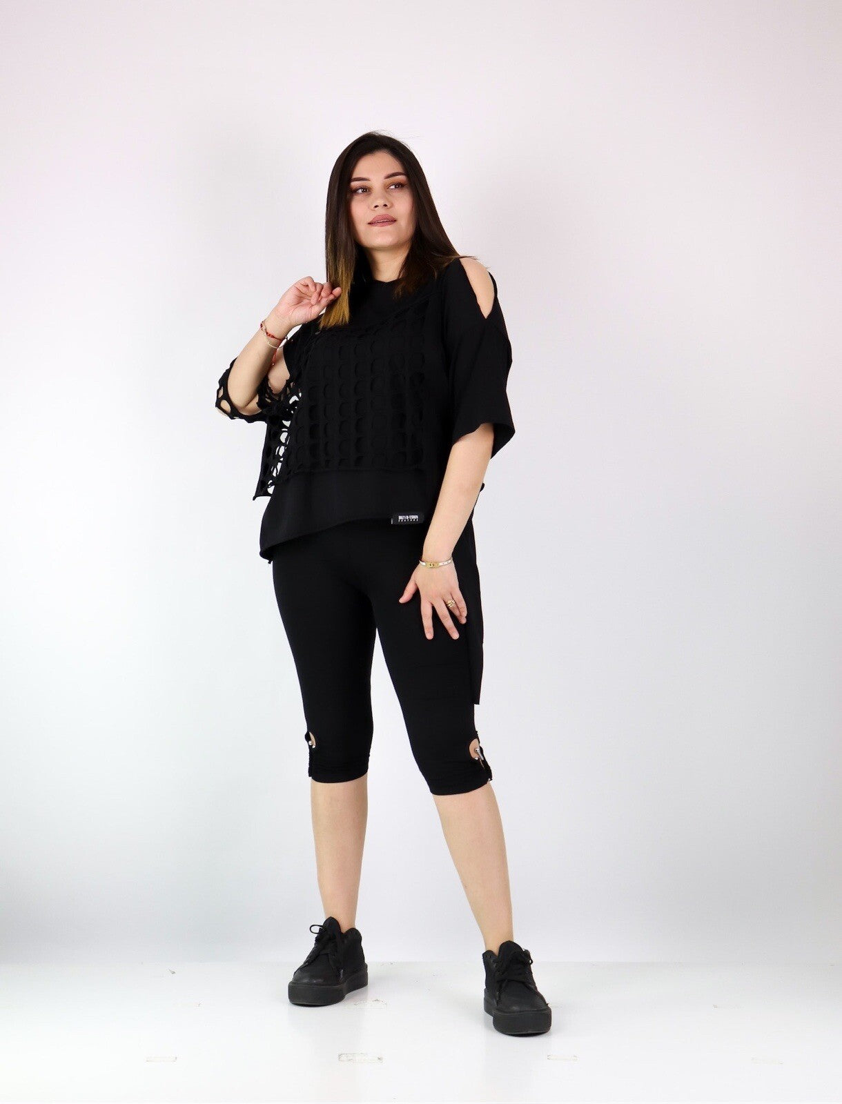 Bukezy Black Cutout Asymmetrical Top Sz L Made In Turkey