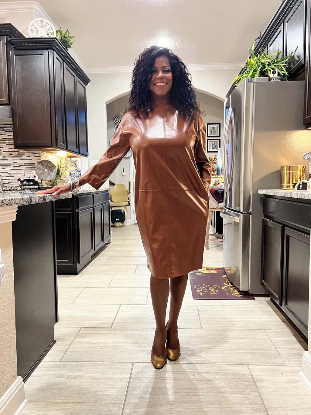 Verda Chic Eco Leather Dress Sz 10/44 | Made In Turkey Modern Style