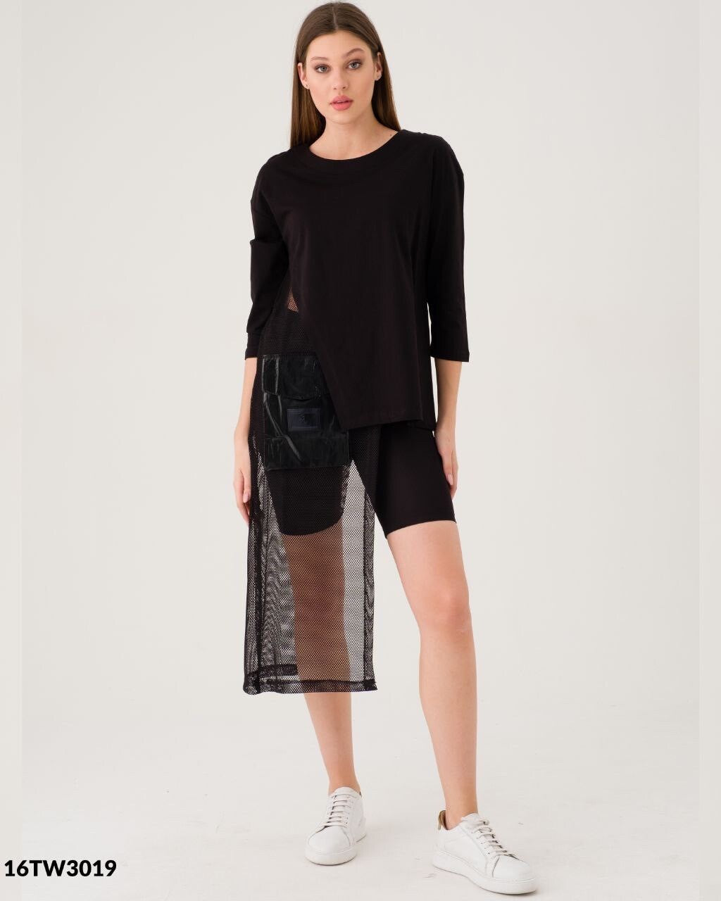 3TW Asymmetrical Mesh Black Top Sz XS Made In Turkey