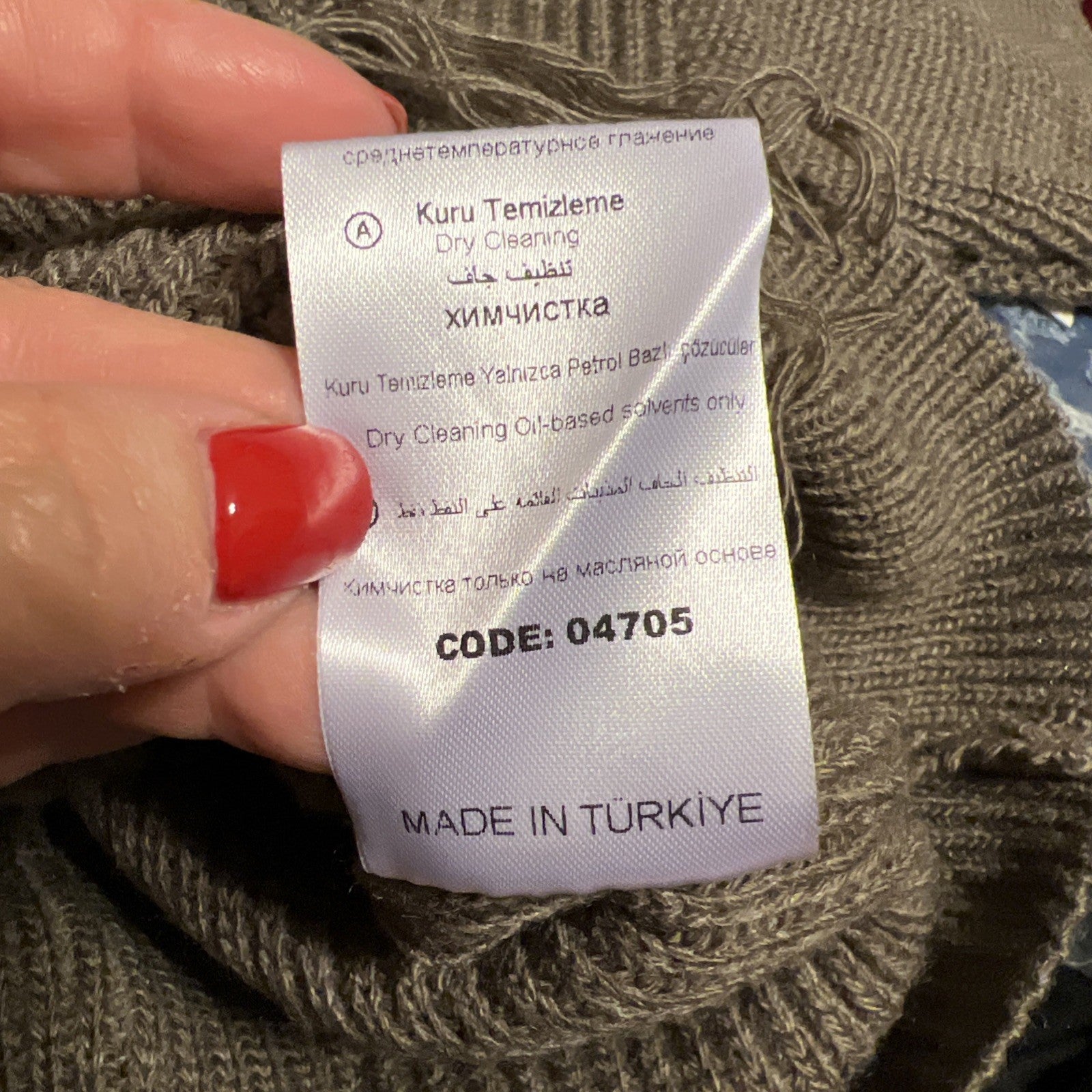 H4 One Size Distressed Mocha Knit Sweater Faux Leather Pockets Strap Shoulder