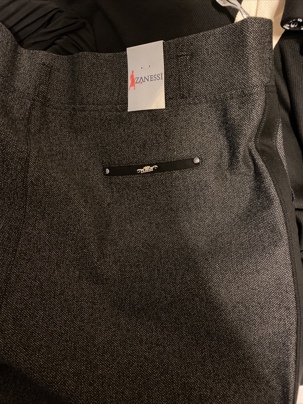 Zanessi Gray Pants Sz 20/54 Slim Fit Stretch Side Panel Made In Turkey