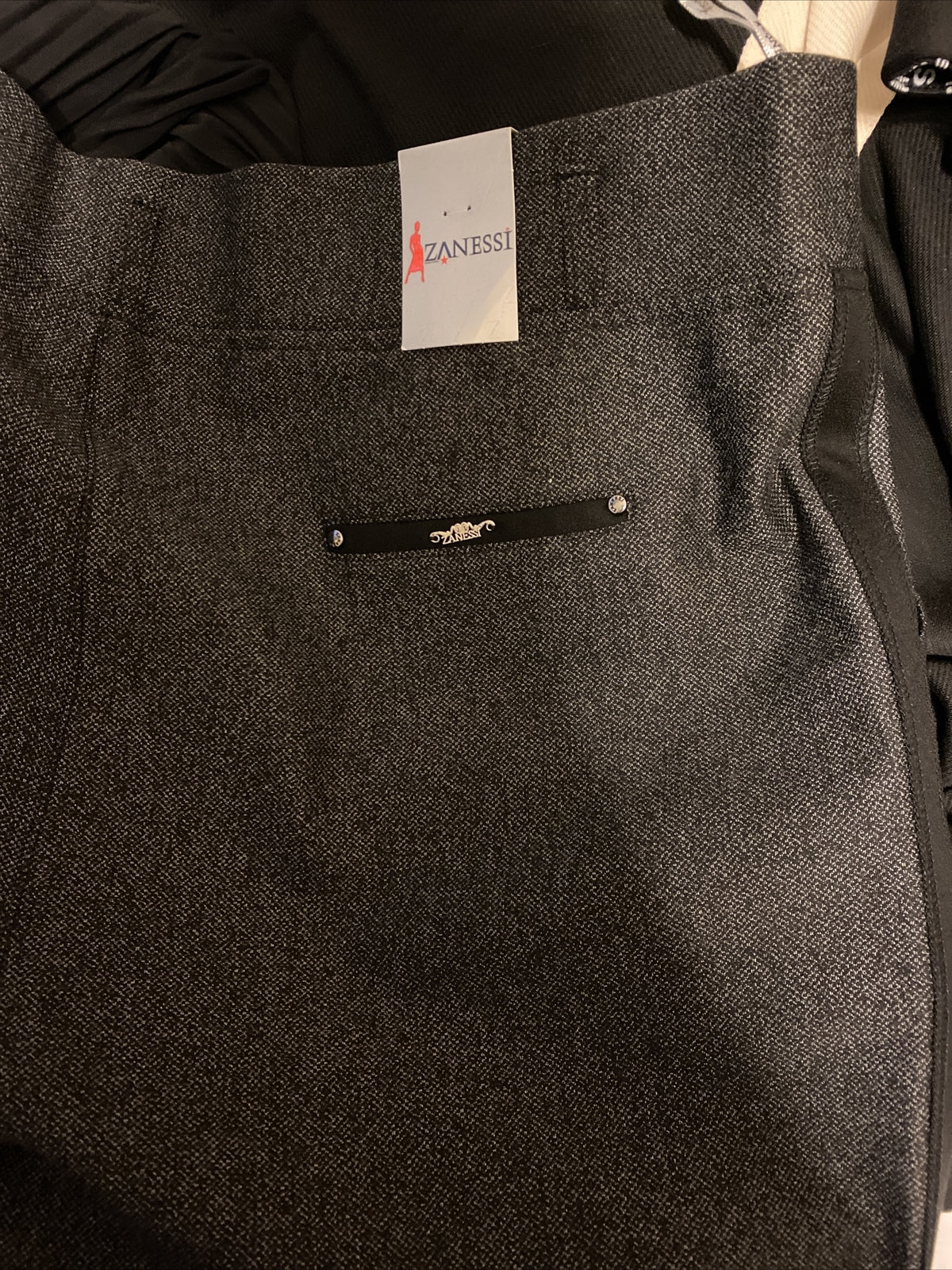 Zanessi Gray Pants Sz 20/54 Slim Fit Stretch Side Panel Made In Turkey