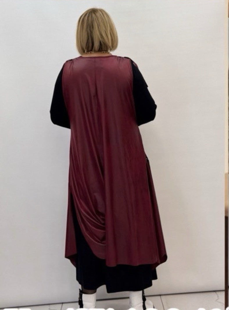 Vestido 2-Piece Draped Dress Set Burgundy Black Plus Size 18 Turkey