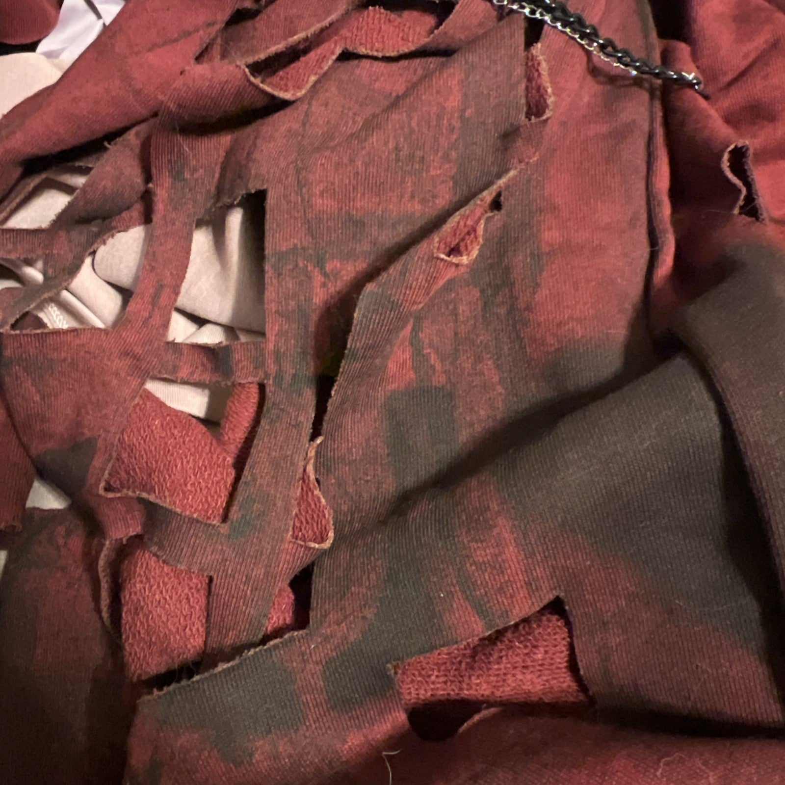 Punk Queen Burgundy Cut-Out Hooded Cardigan Sz M Longline Edgy Coat Turkey