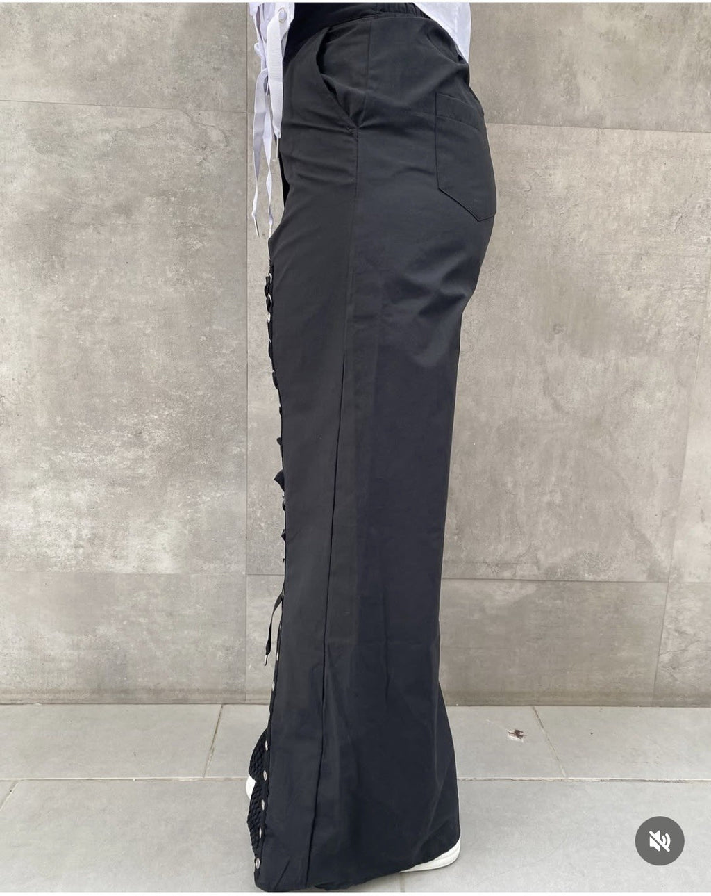 H4 Lace-Up Wide Leg Pants, Unique Streetwear Style, Sz 8/38 Turkey