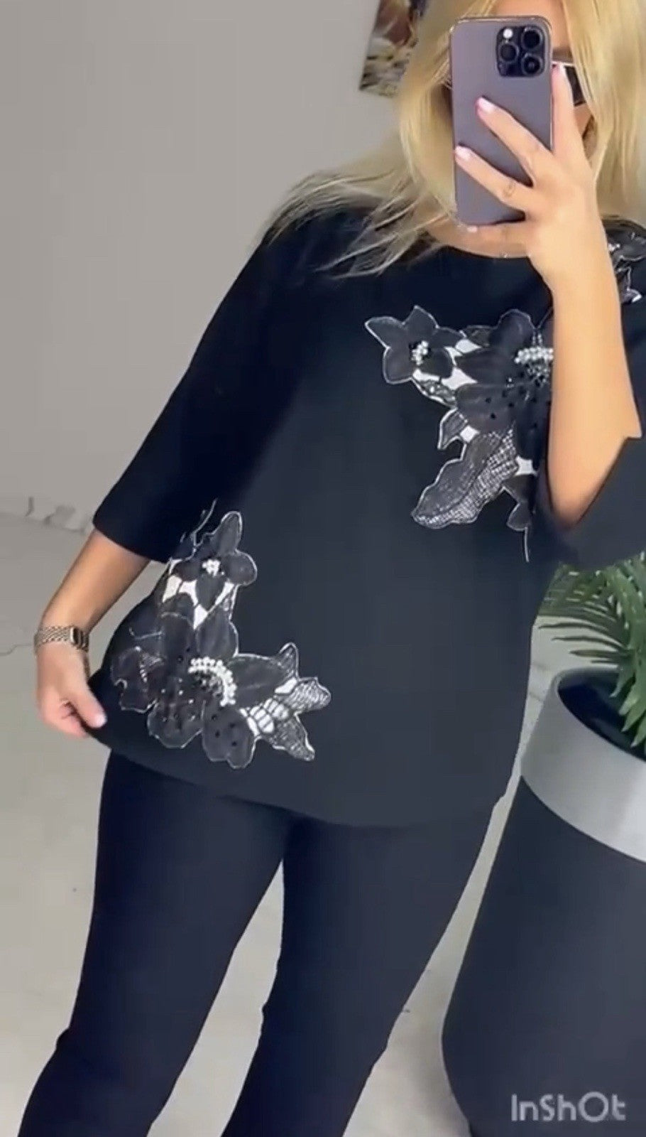 LaVelina Floral Embellished Top – Size 16/44 – Made in Turkey