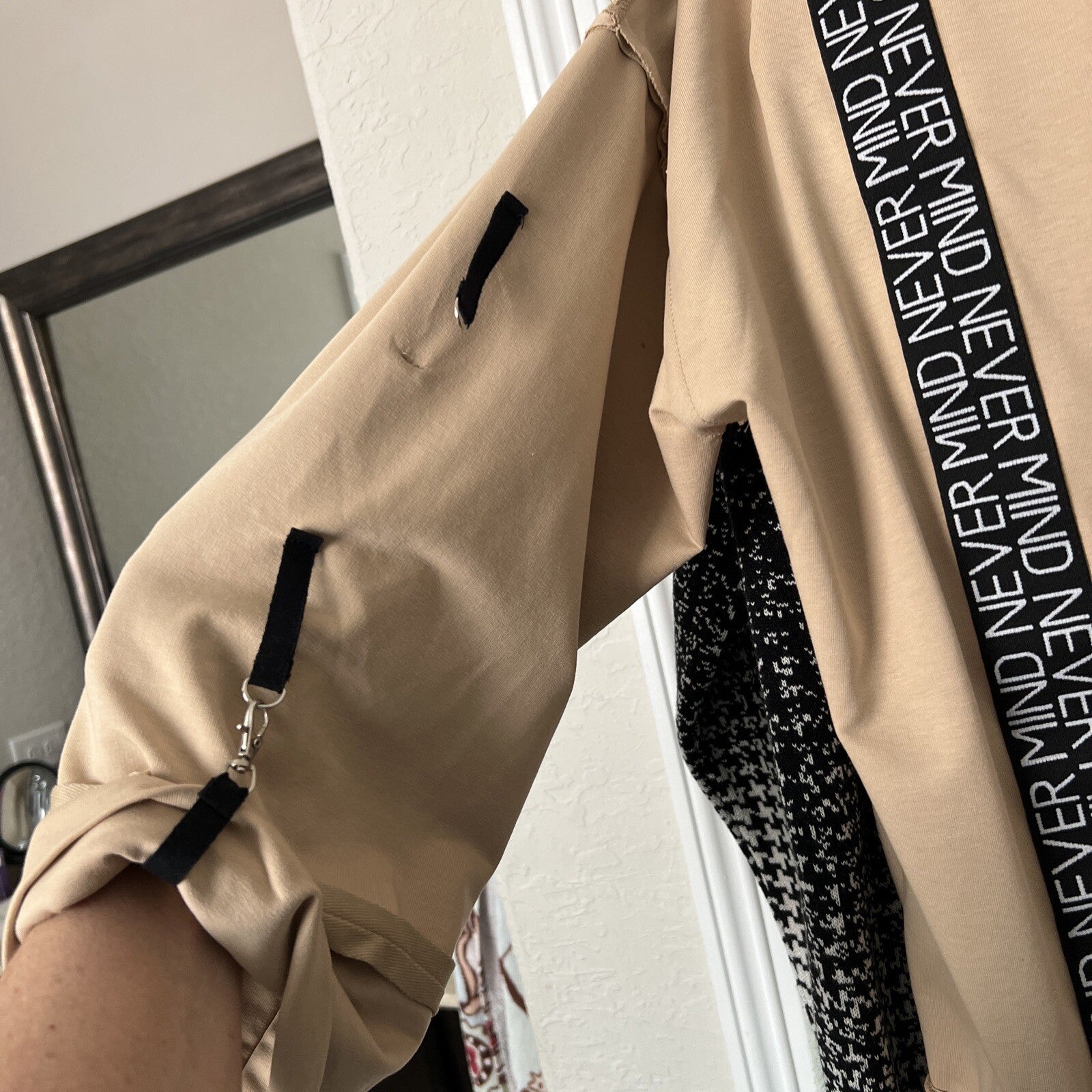 Barbara 2 Pcs Suit, Beige Hoodie & Pants “Never Mind”, Sz 20/3, Made In Poland