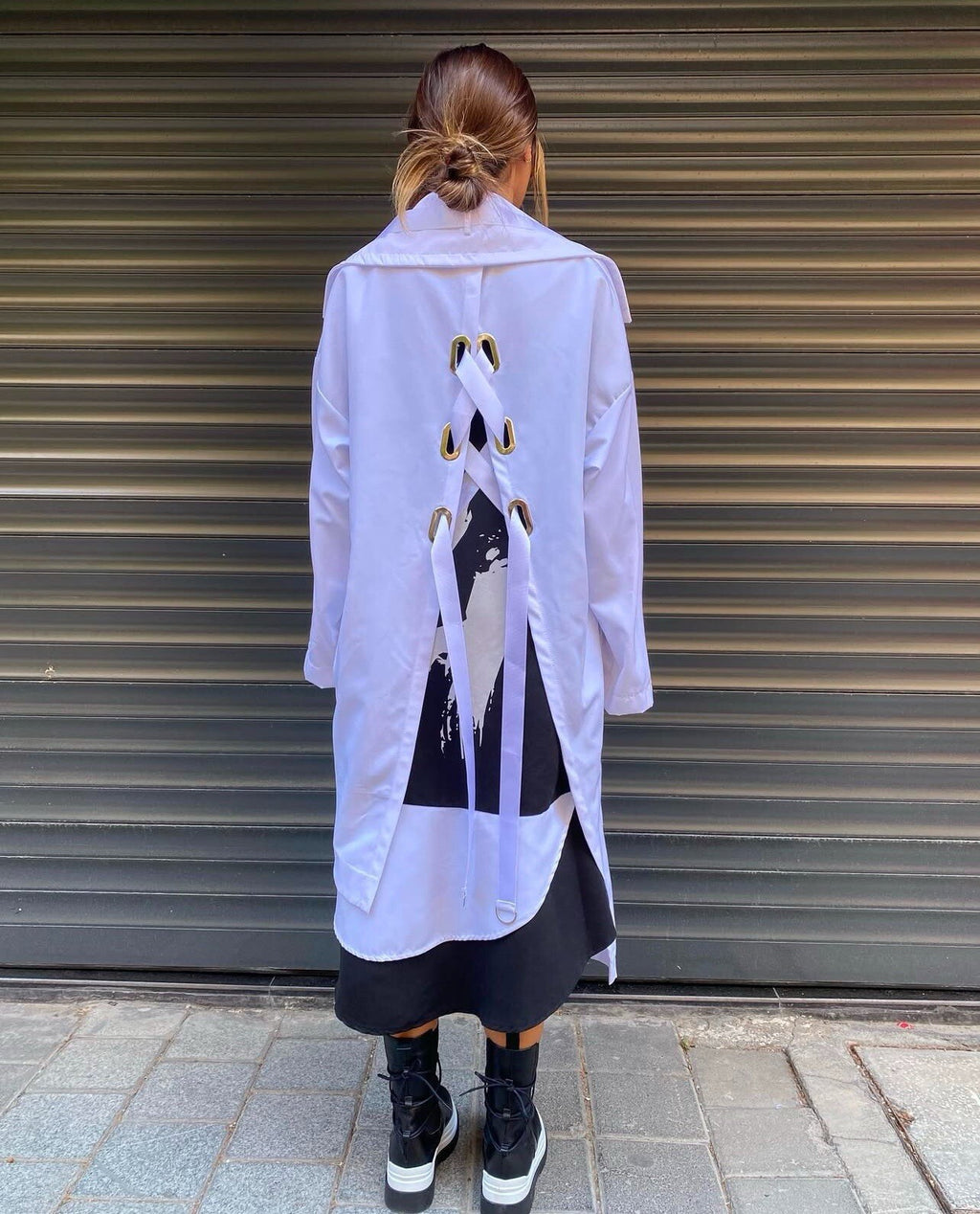 H4 Oversize Jacket Coat Sz 14/36 White Modern Streetwear Made in Turkey