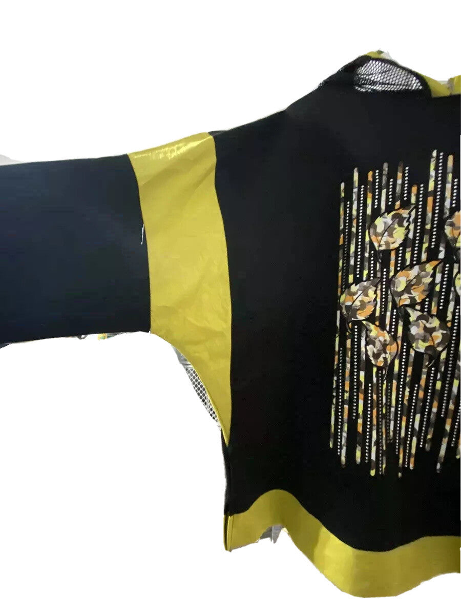 Darkwin 2 Pcs Black & Yellow Hooded Sweatsuit, Sz XXL (20), Made In Turkey
