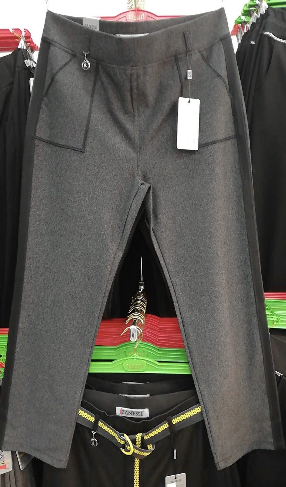 Zanessi Gray Pants Sz 20/54 Slim Fit Stretch Side Panel Made In Turkey