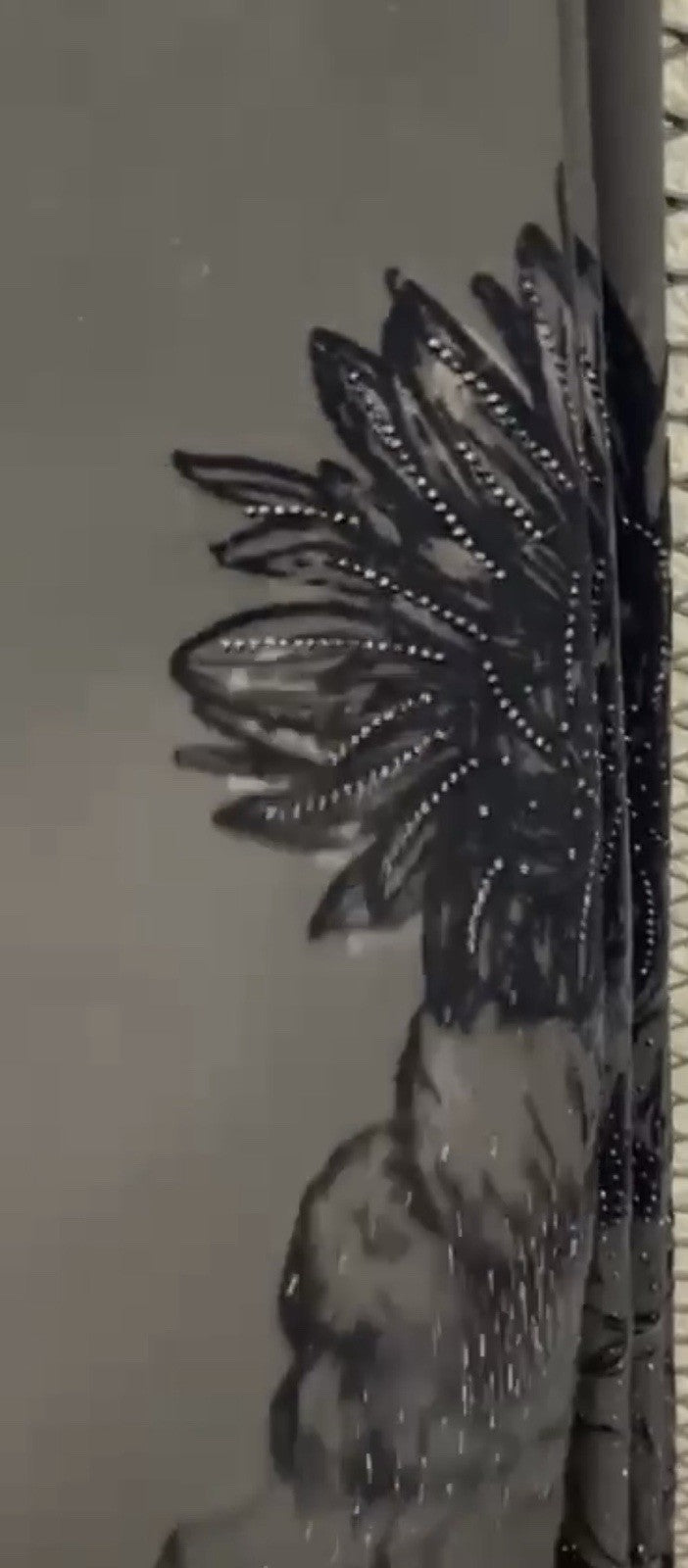 LaMaxx Black Floral Rhinestone Tights Pants Size 12/3 Made in Turkey