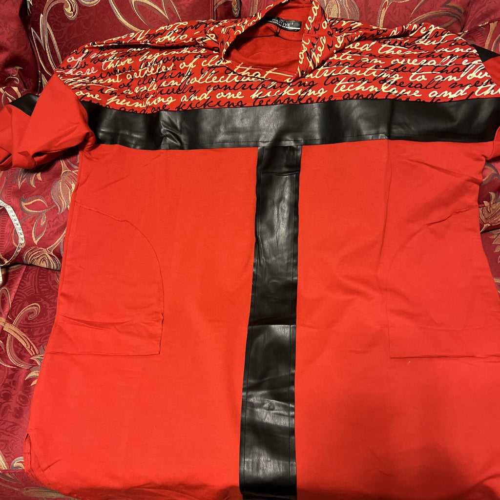 Maxlive Oversized Brick Dress Faux Leather Accent Sz 24/5 Made In Turkey