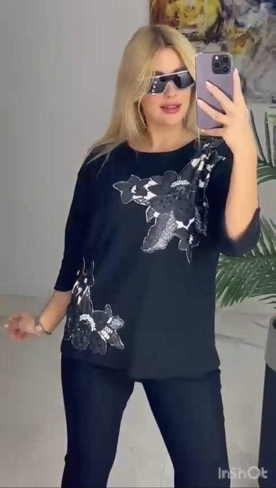 LaVelina Floral Embellished Top – Size 16/44 – Made in Turkey