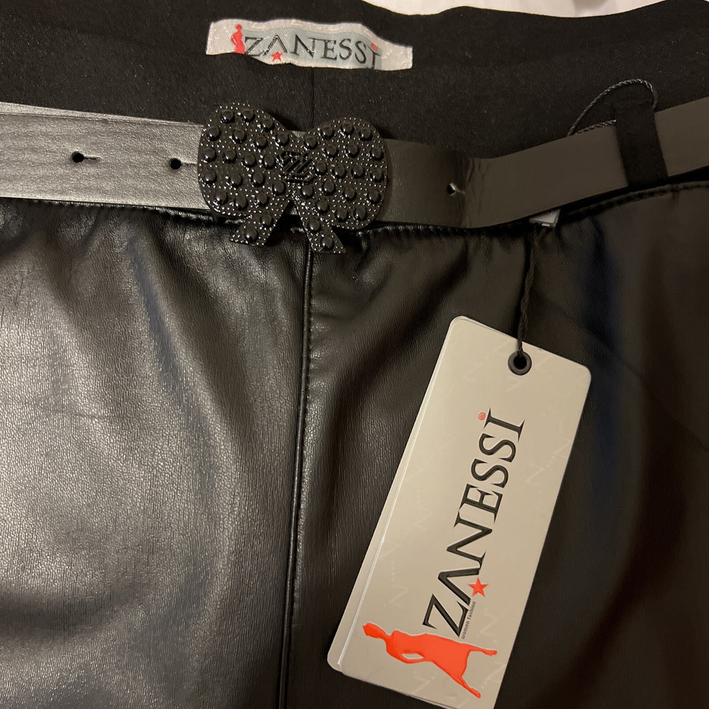 Zanessi Faux Leather Pants Sz 22/54 Beaded Hem Slim Fit Made In Turkey