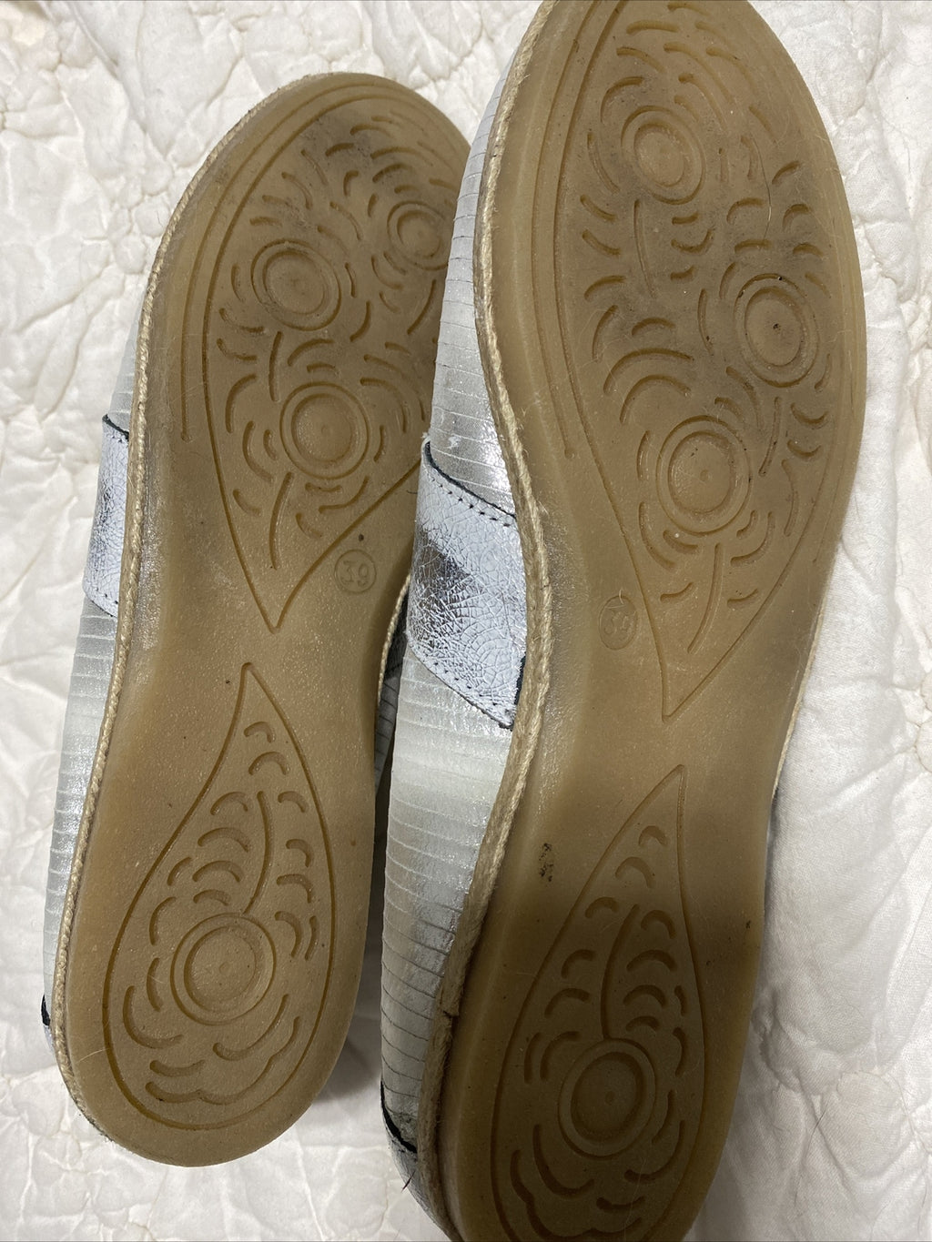 Sommerkind Silver New Leather Loafers, Sz 8.5 (39)