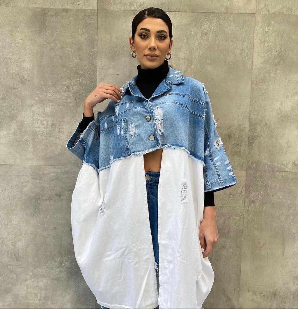 H4 Oversized Jean Jacket, One Size. Made In Turkey