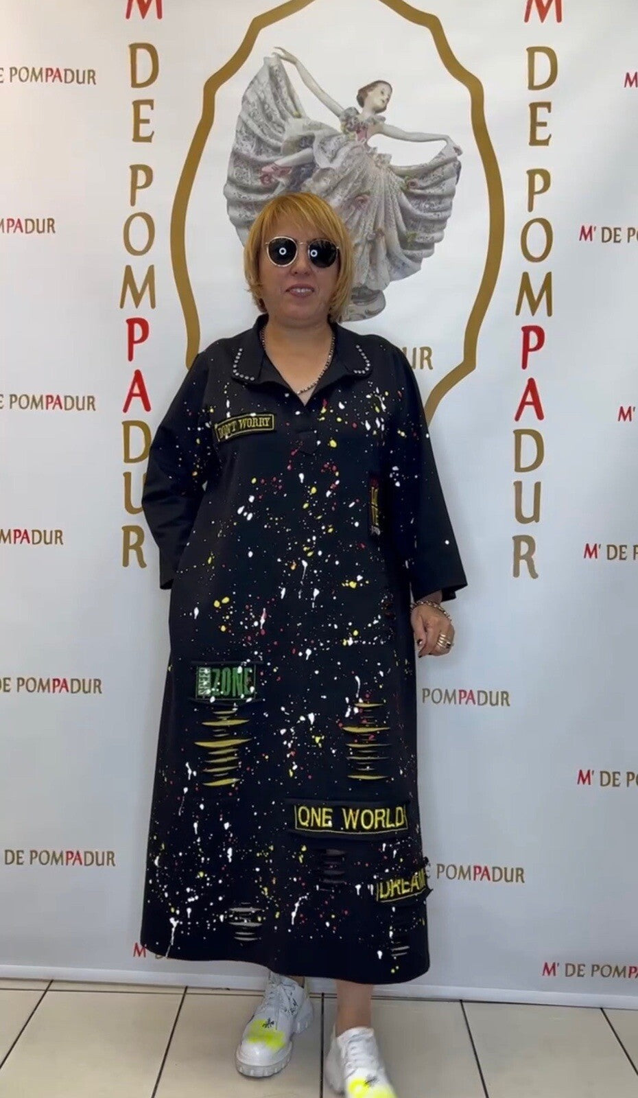 M’De Pompadur Splatter Art Dress Sz 24/5 Made in Turkey