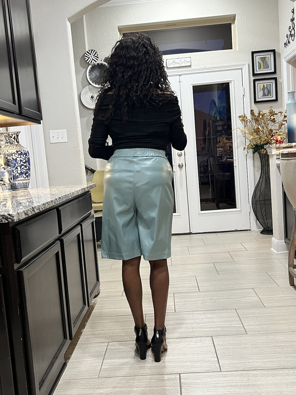 ✨ Verda Eco Leather Shorts Sz 14/46 Mint Green Made In Turkey