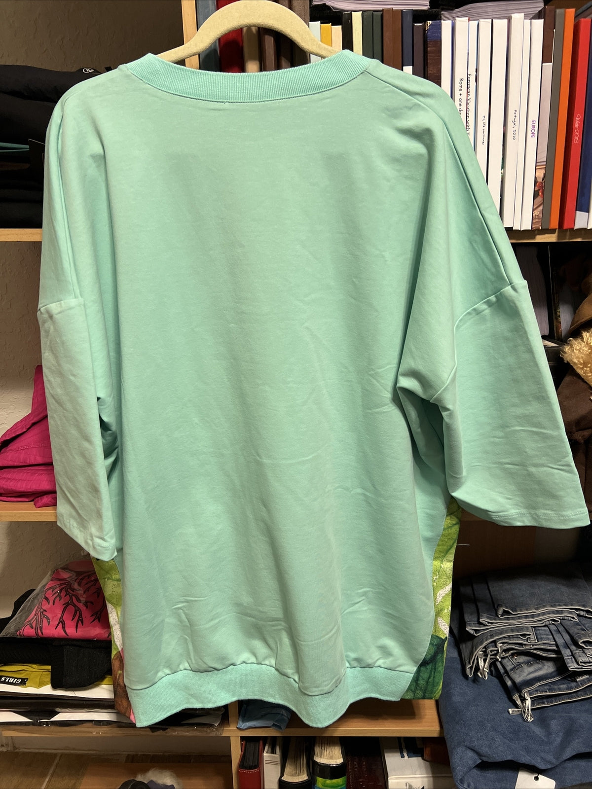 LaMaxx Mint Green Floral High-Low Top Sz 3XL/3 Made In Turkey