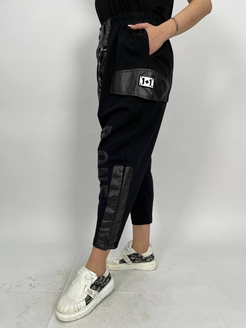 B-One Edgy Eco Leather Patch Pants Sz 16-18/46 Made in Turkey