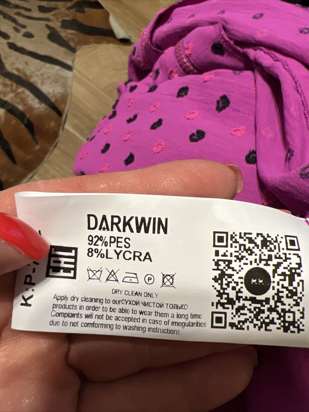 Darkwin 2 PCs Suit, Sz 20, Made In Turkey – Magenta Polka Dot Drawstring Set